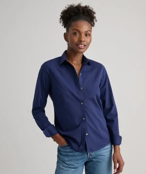 Shirts|Dresses>UNTUCKit Wrinkle-Free Stretch Cotton Bella Shirt Navy