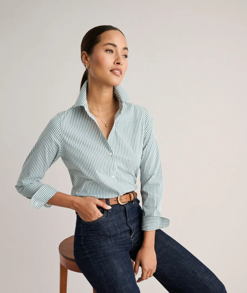 wrinkle-free-stretch-cotton-be-UQKjZxSN-0.webp Shirts|Dresses>UNTUCKit Wrinkle-Free Stretch Cotton Bella Shirt Green & White Stripe